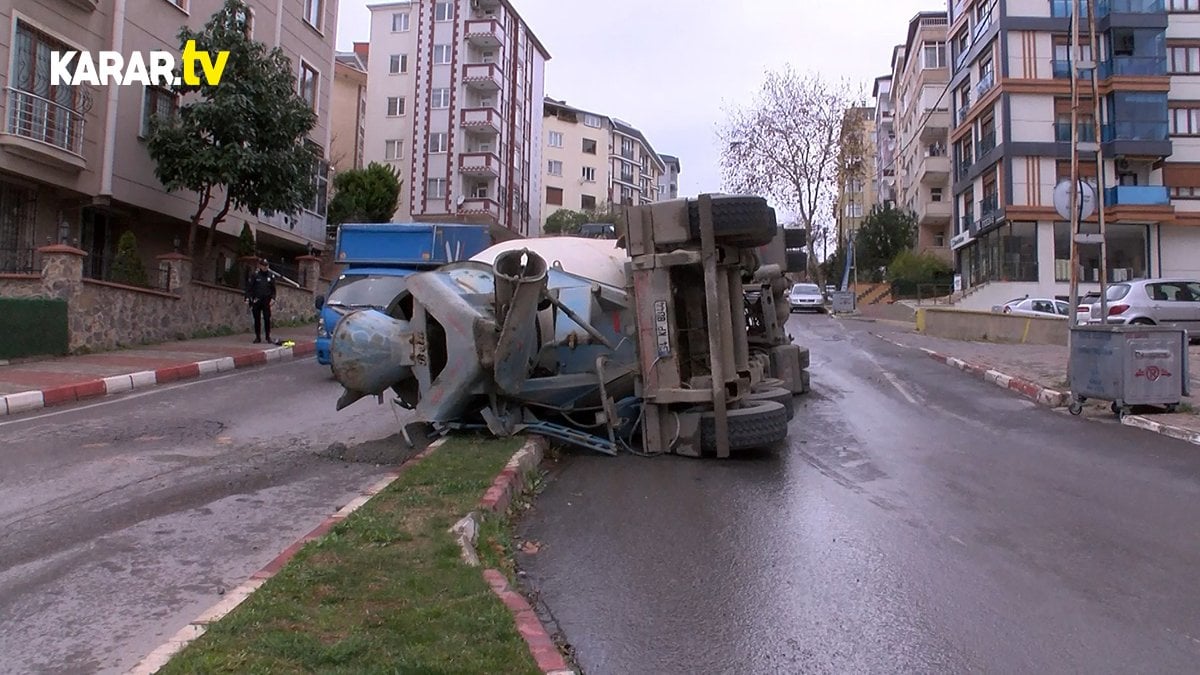 Kartal Da Beton Mikseri Yola Devrildi O Anlar Kamerada