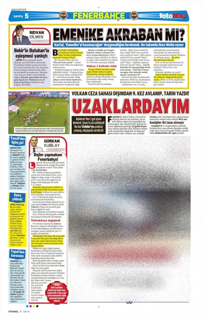 10 Mayıs Spor Manşetleri 65