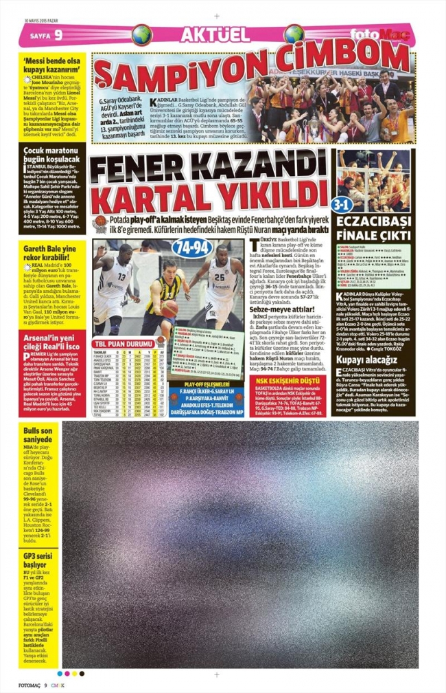 10 Mayıs Spor Manşetleri 61