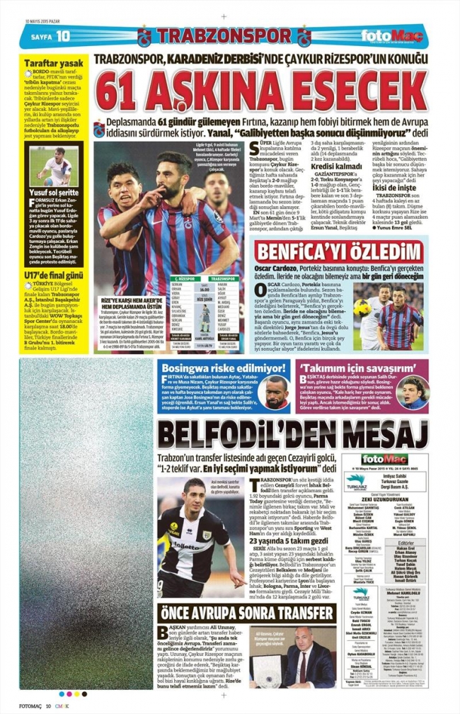 10 Mayıs Spor Manşetleri 60