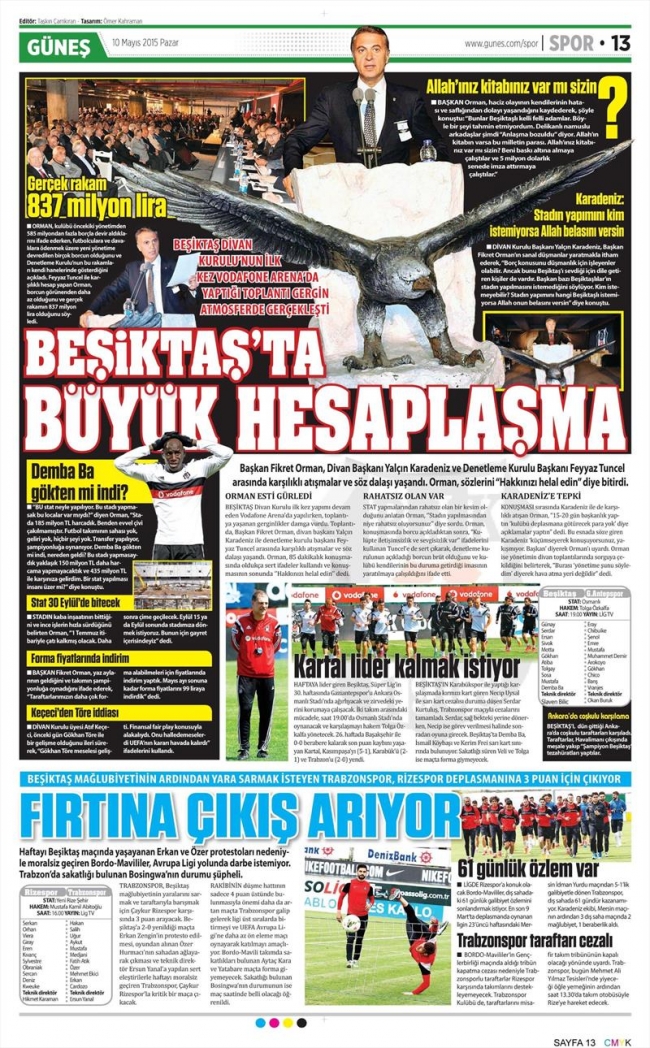 10 Mayıs Spor Manşetleri 49