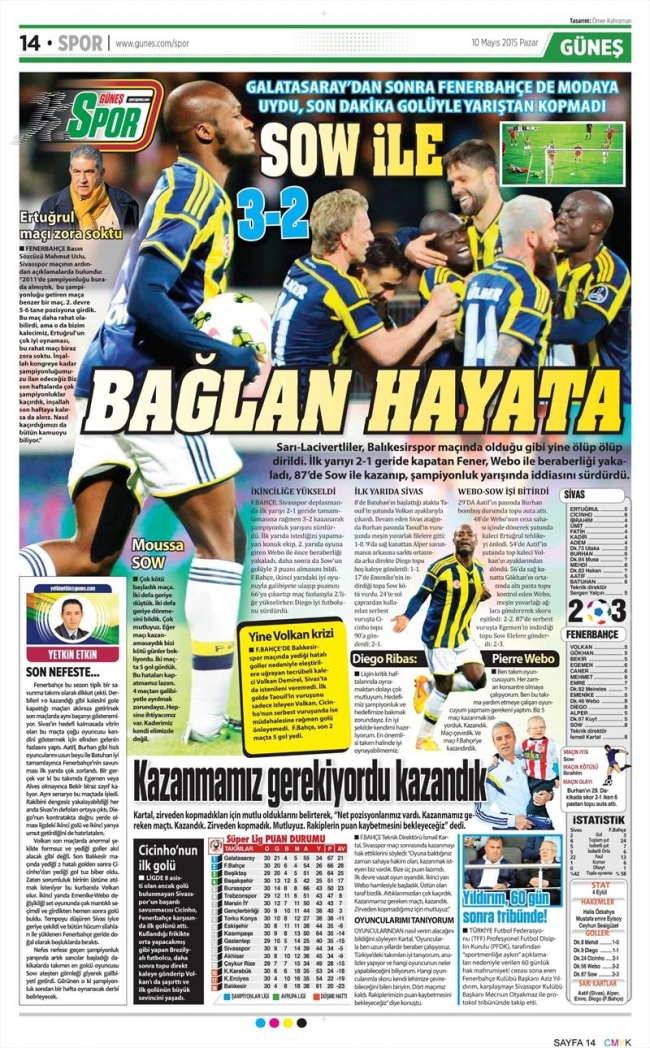 10 Mayıs Spor Manşetleri 48