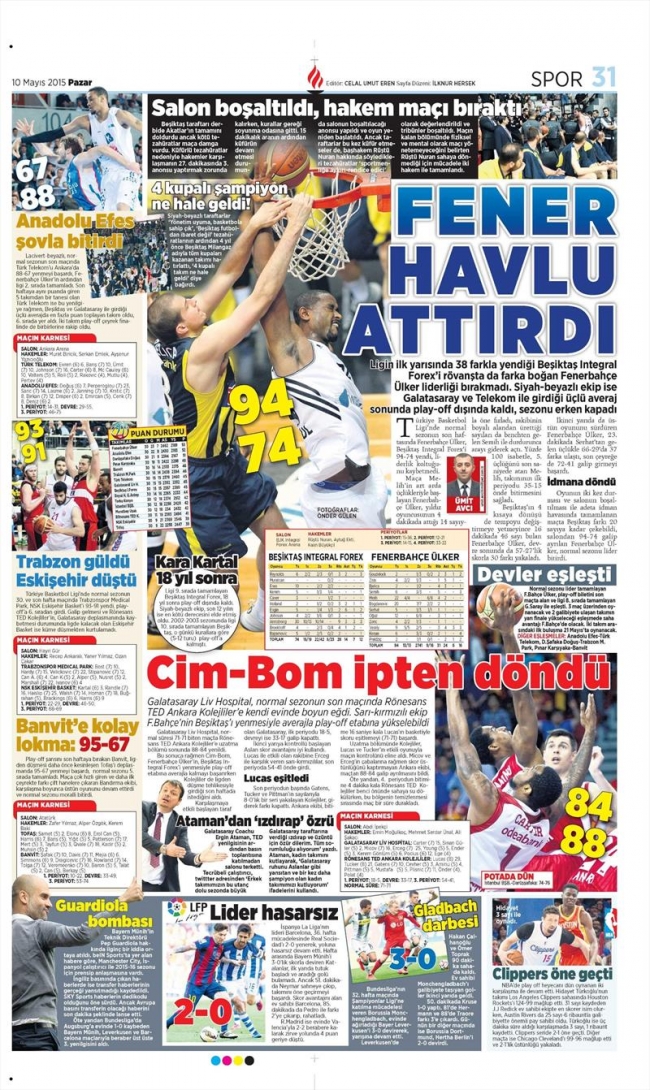 10 Mayıs Spor Manşetleri 34