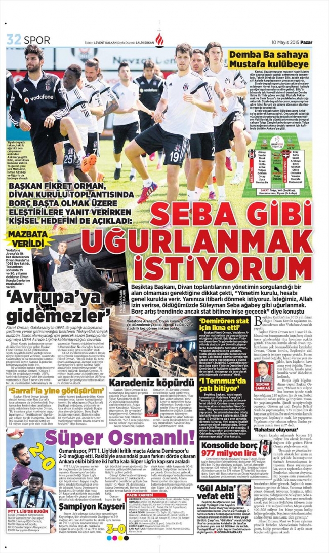 10 Mayıs Spor Manşetleri 33