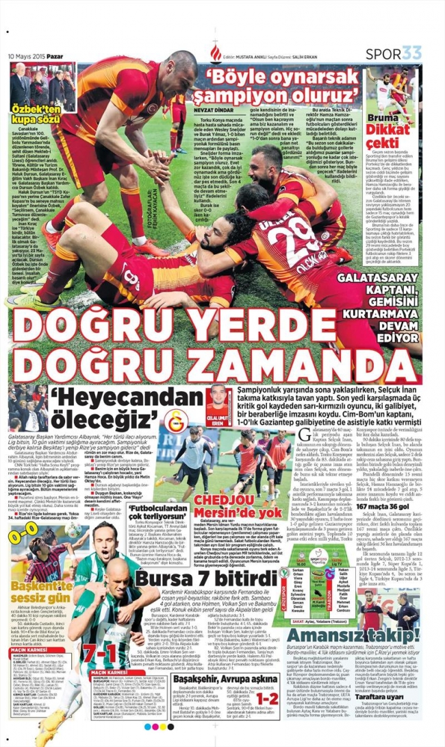 10 Mayıs Spor Manşetleri 32