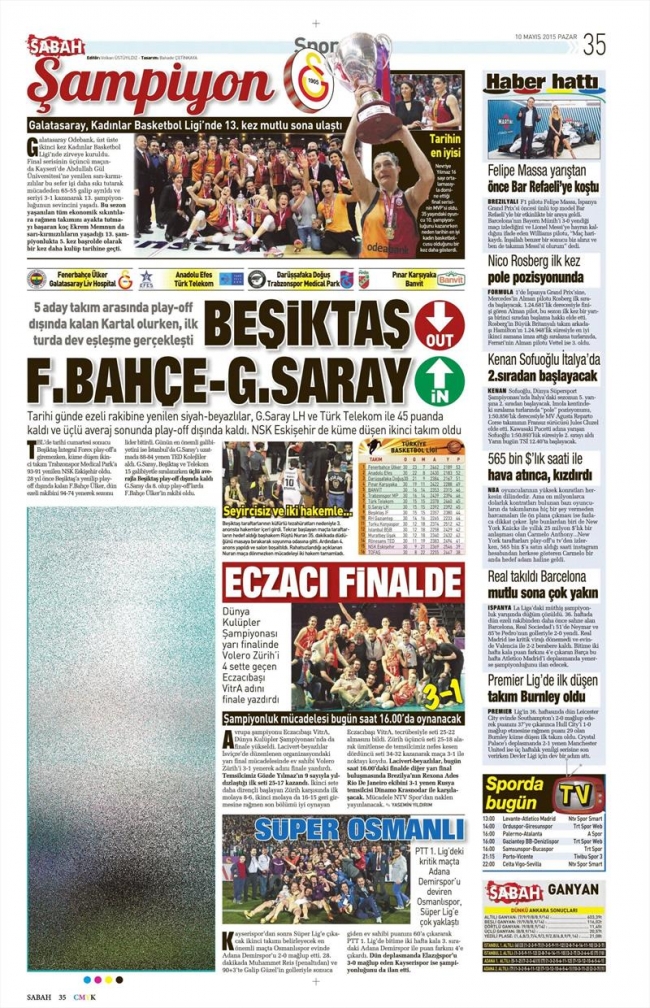 10 Mayıs Spor Manşetleri 25