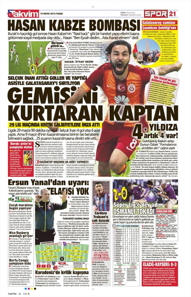 10 Mayıs Spor Manşetleri 13