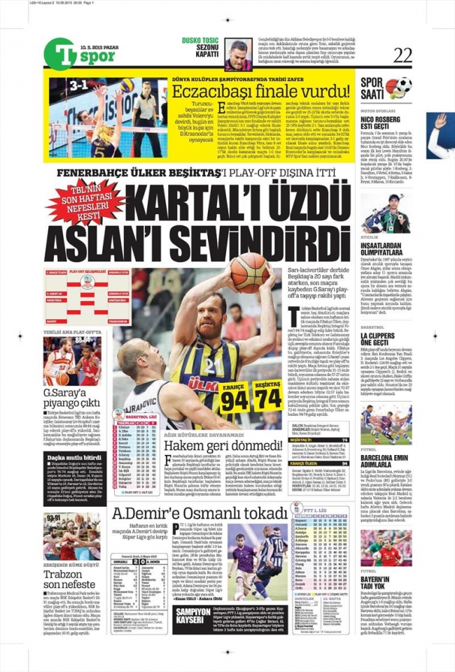 10 Mayıs Spor Manşetleri 10