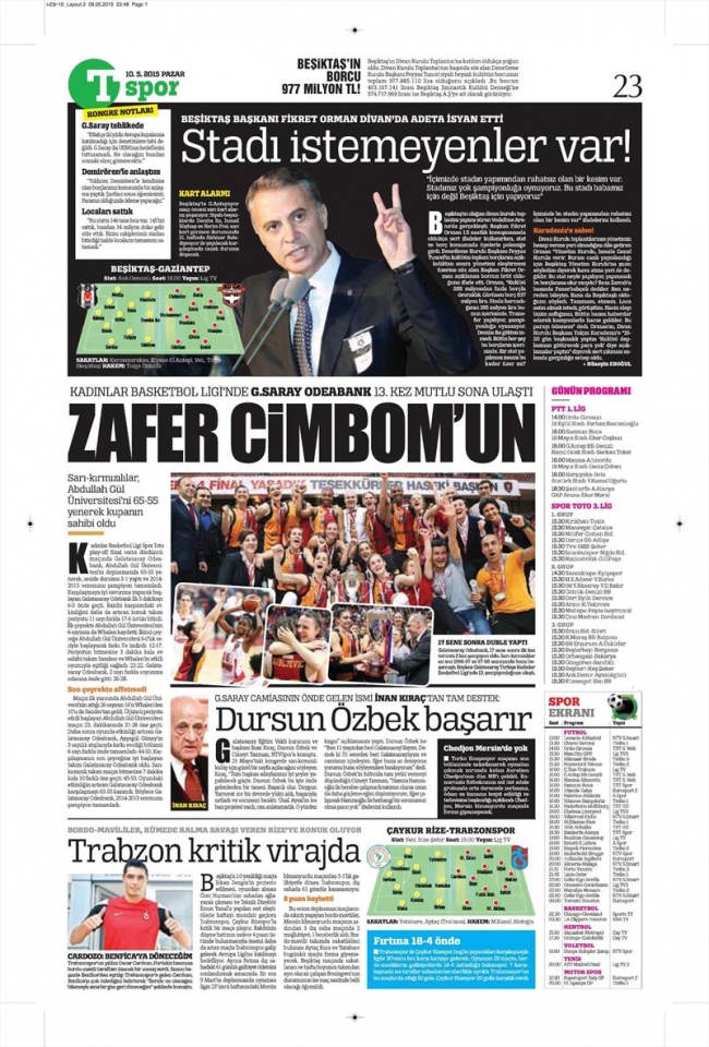 10 Mayıs Spor Manşetleri 9