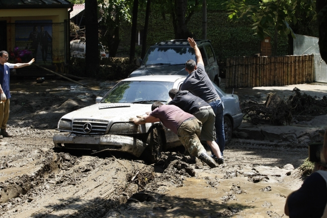 Gürcistan'daki selde vahşi hayvanlar şehri bastı 13