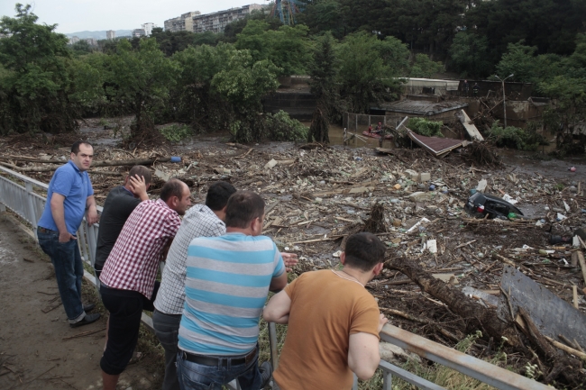 Gürcistan'daki selde vahşi hayvanlar şehri bastı 22