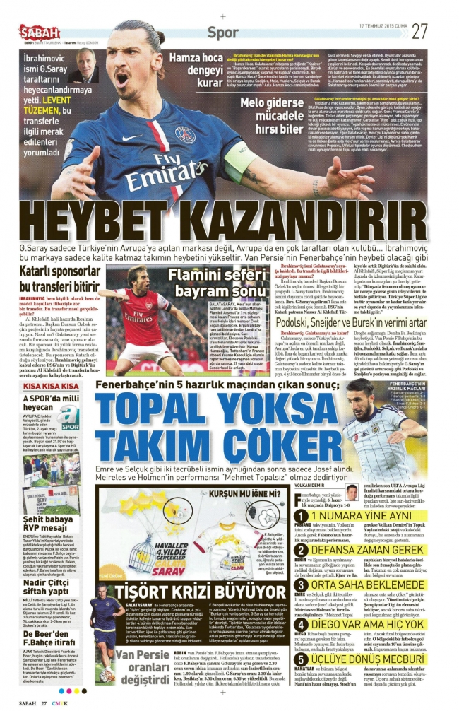 Sporun manşetleri Ibrahimovic için yanıyor 2