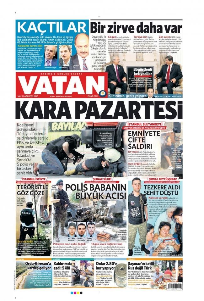 Kara Pazartesi gazete manşetlerinde 26