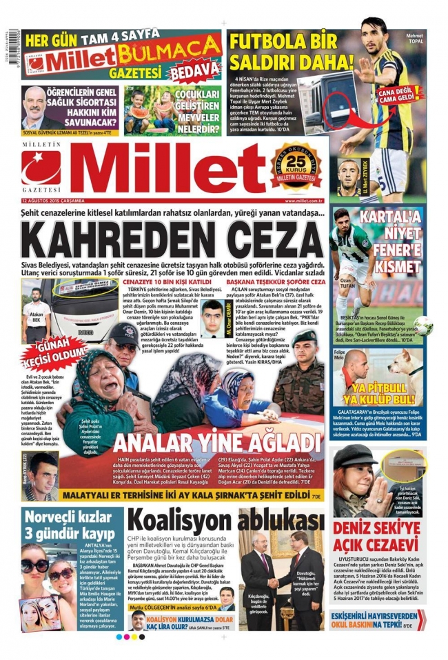 Gazete manşetleri: Türkiye'ye tam destek 12