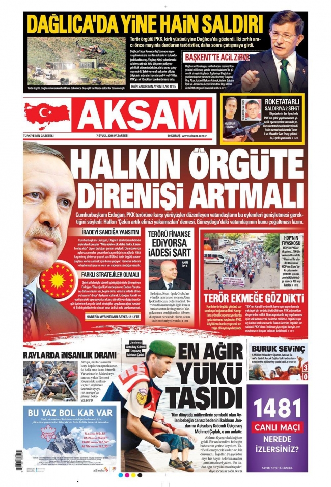 Gazetelerin Dağlıca manşetleri 1