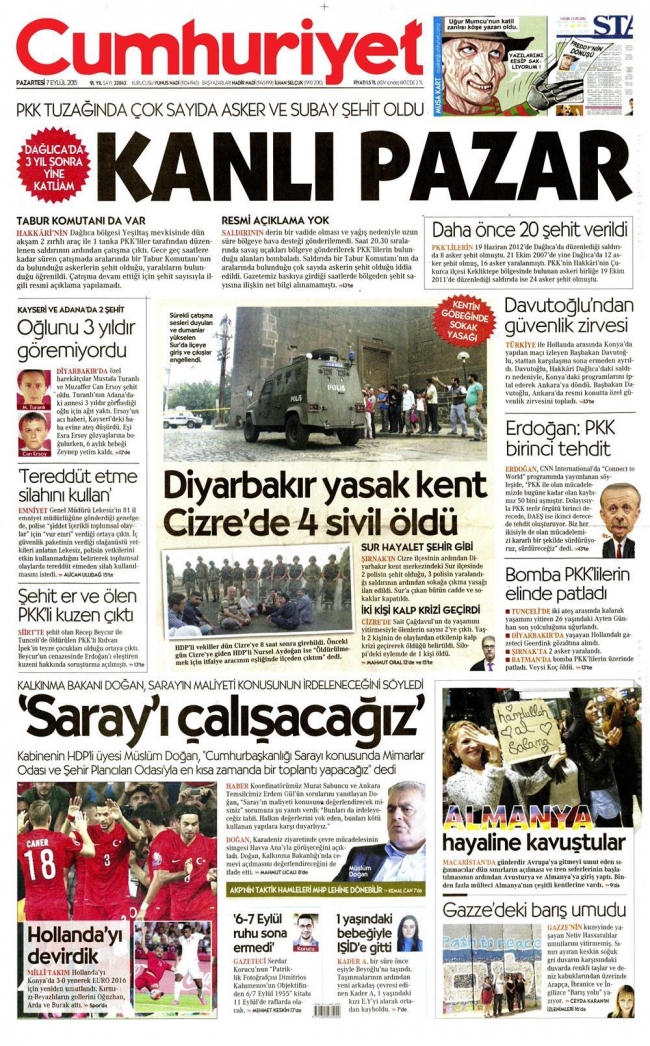 Gazetelerin Dağlıca manşetleri 3