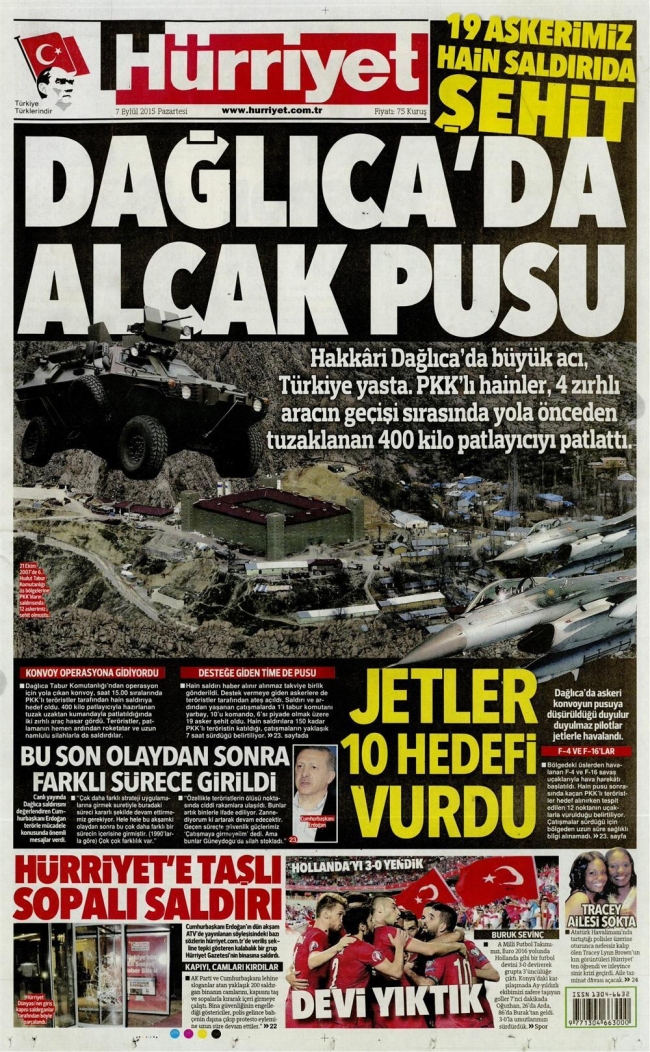 Gazetelerin Dağlıca manşetleri 5