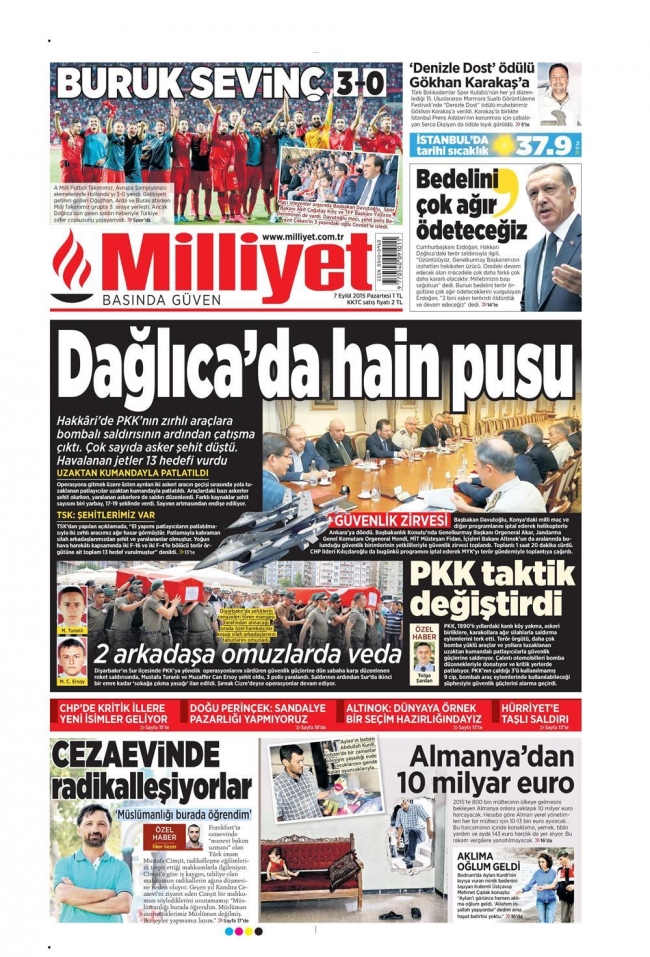 Gazetelerin Dağlıca manşetleri 6