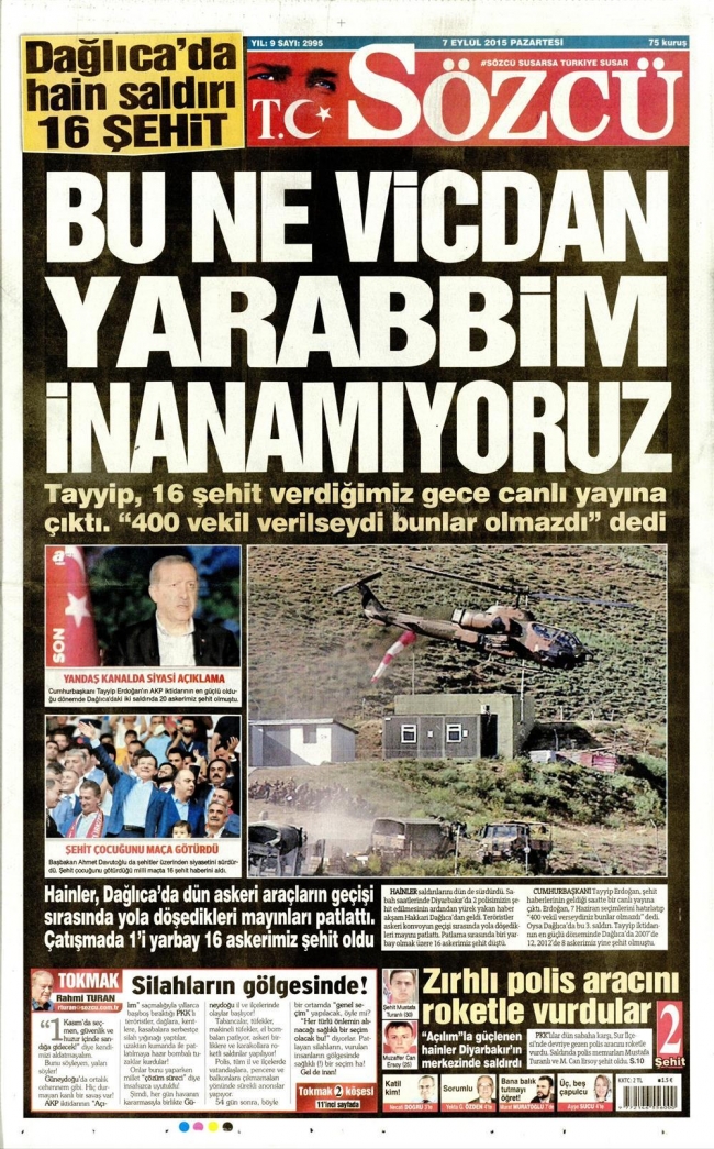 Gazetelerin Dağlıca manşetleri 8