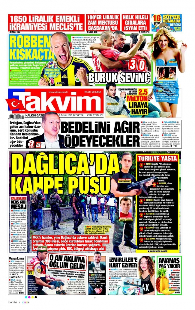 Gazetelerin Dağlıca manşetleri 9