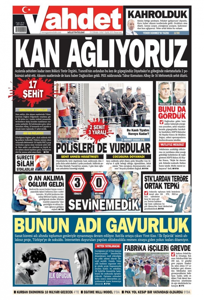 Gazetelerin Dağlıca manşetleri 10