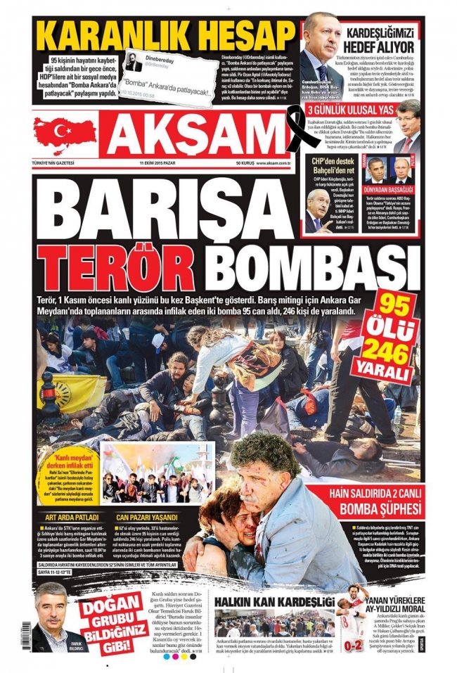 Ankara'daki terör saldırısı gazete manşetlerine nasıl yansıdı? 1