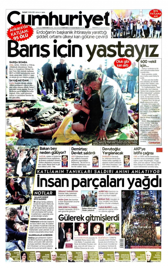 Ankara'daki terör saldırısı gazete manşetlerine nasıl yansıdı? 5