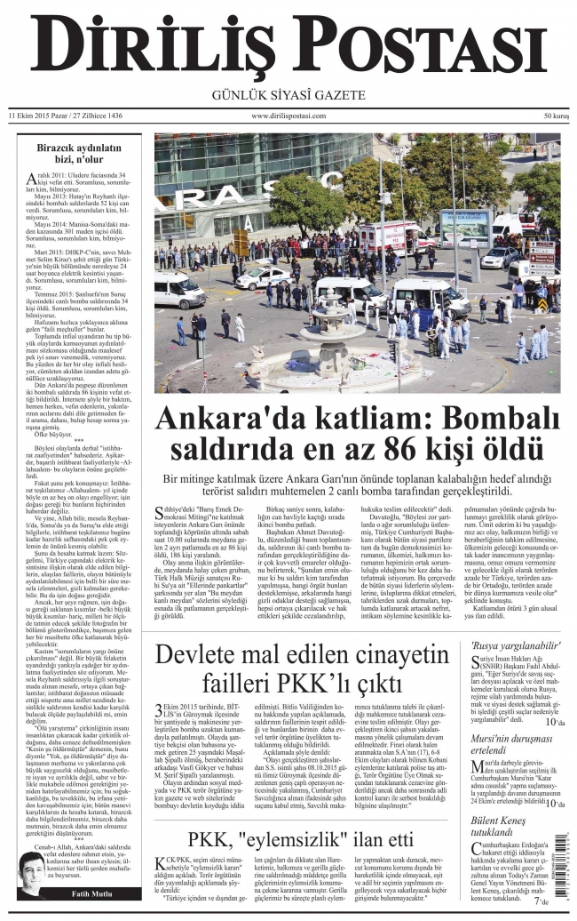 Ankara'daki terör saldırısı gazete manşetlerine nasıl yansıdı? 6