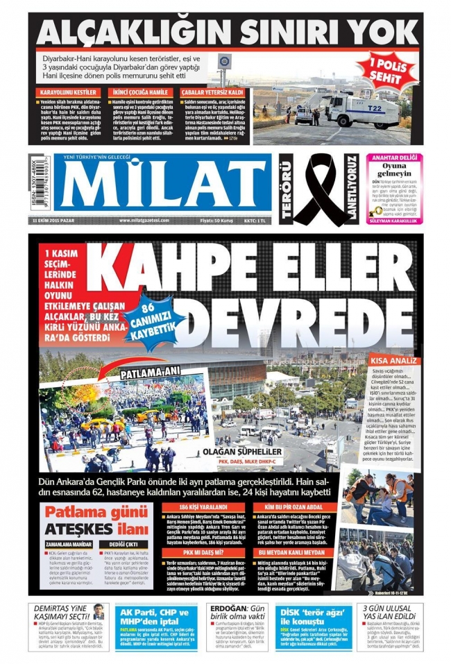 Ankara'daki terör saldırısı gazete manşetlerine nasıl yansıdı? 10