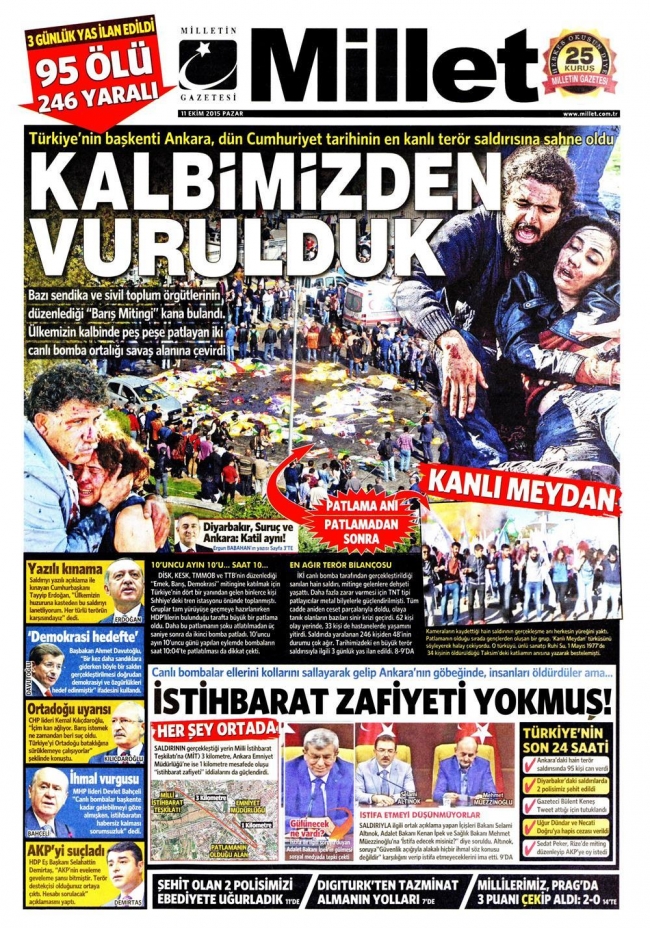 Ankara'daki terör saldırısı gazete manşetlerine nasıl yansıdı? 11