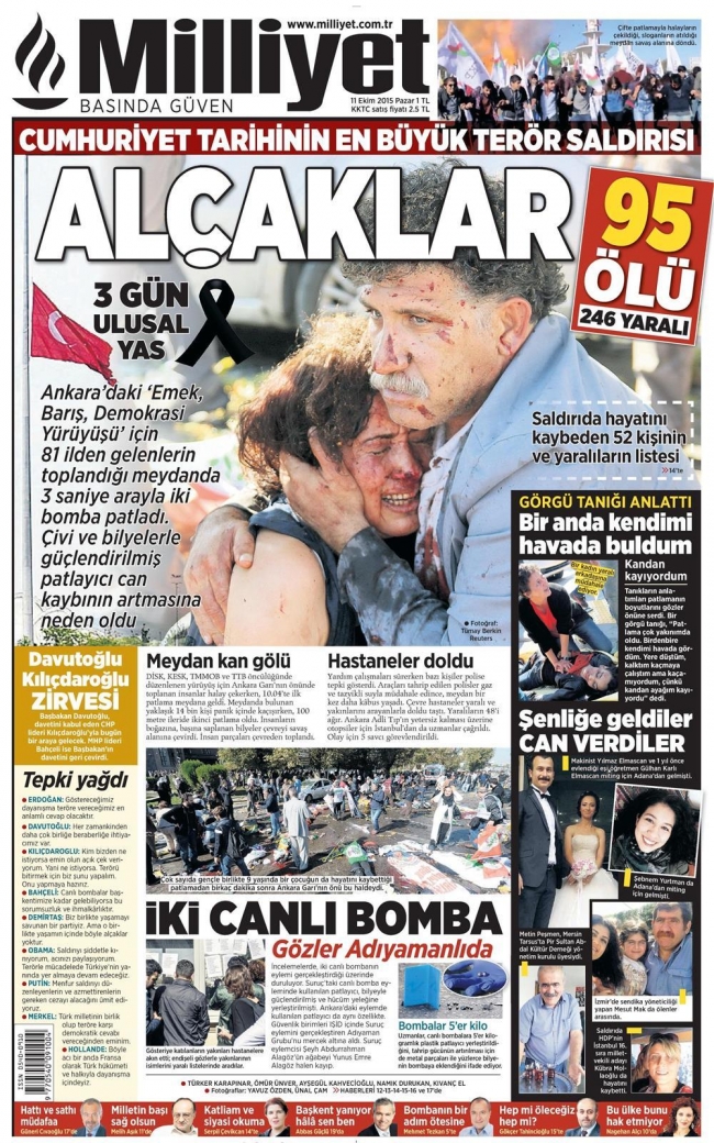 Ankara'daki terör saldırısı gazete manşetlerine nasıl yansıdı? 13