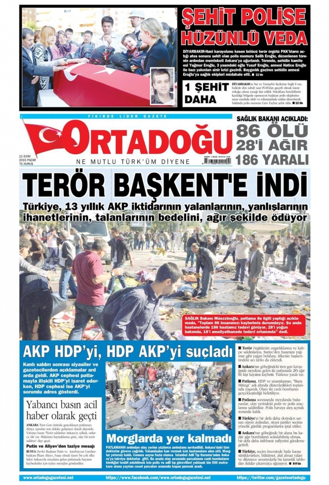Ankara'daki terör saldırısı gazete manşetlerine nasıl yansıdı? 14