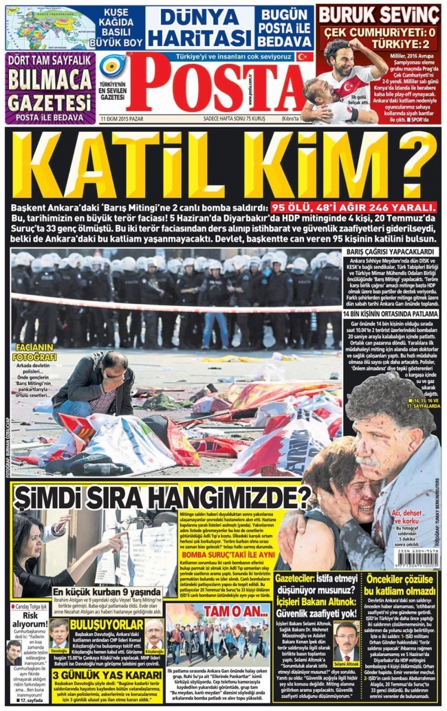 Ankara'daki terör saldırısı gazete manşetlerine nasıl yansıdı? 15