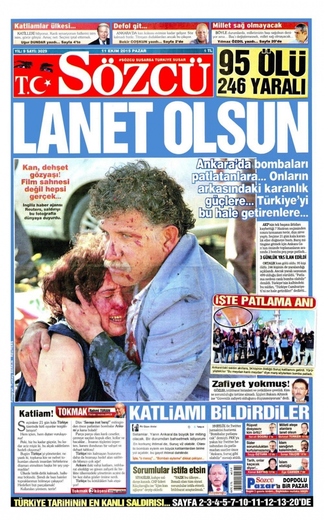 Ankara'daki terör saldırısı gazete manşetlerine nasıl yansıdı? 17