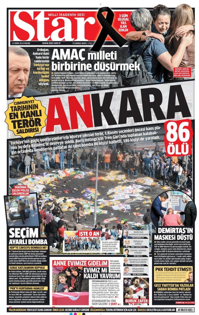 Ankara'daki terör saldırısı gazete manşetlerine nasıl yansıdı? 18