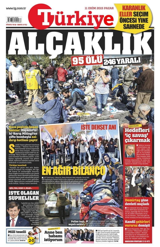 Ankara'daki terör saldırısı gazete manşetlerine nasıl yansıdı? 21