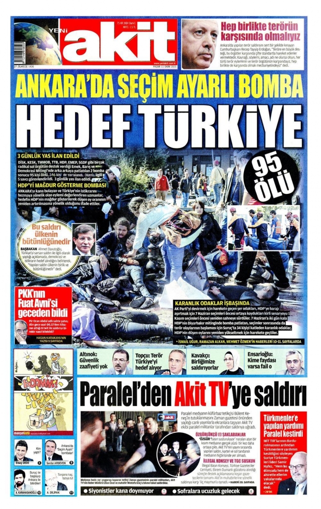 Ankara'daki terör saldırısı gazete manşetlerine nasıl yansıdı? 23