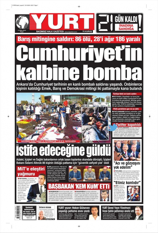 Ankara'daki terör saldırısı gazete manşetlerine nasıl yansıdı? 28
