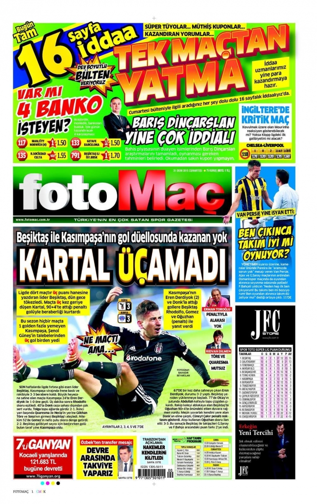 Gazete manşetleri - 31 Ekim 2015 8