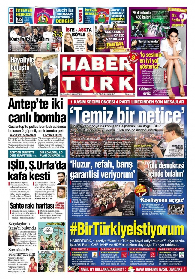 Gazete manşetleri - 31 Ekim 2015 10