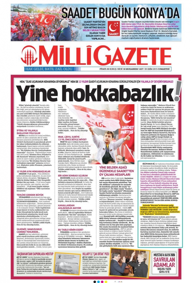 Gazete manşetleri - 31 Ekim 2015 13