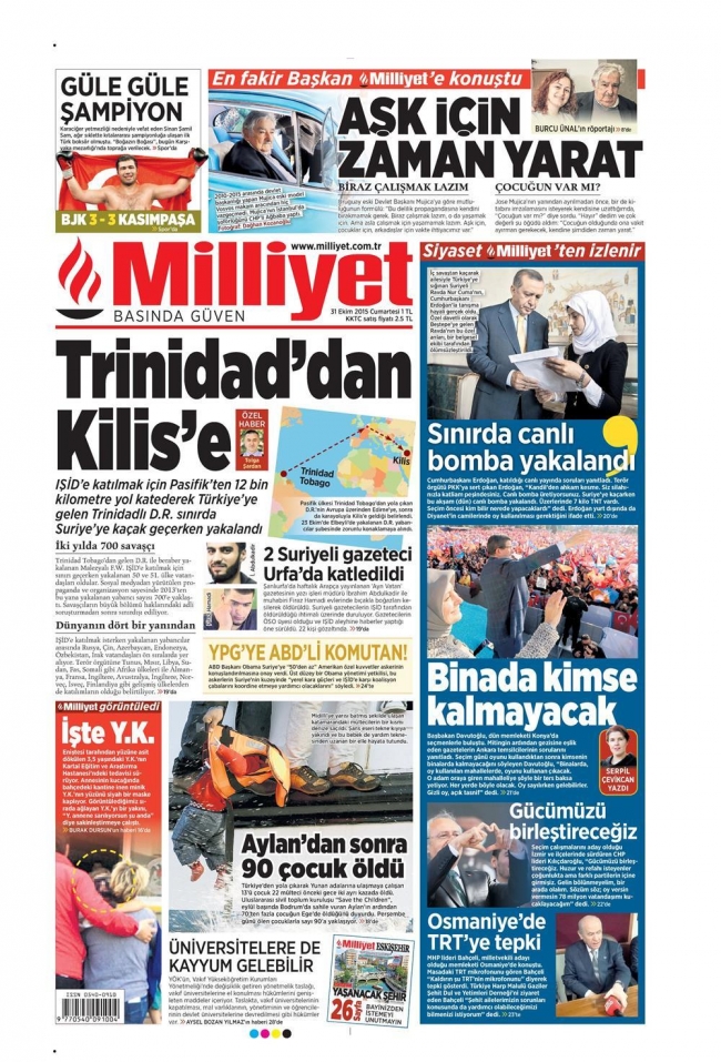 Gazete manşetleri - 31 Ekim 2015 14