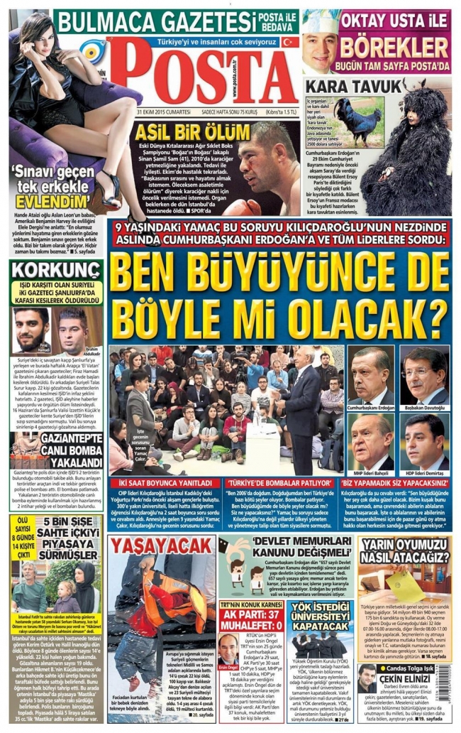 Gazete manşetleri - 31 Ekim 2015 15