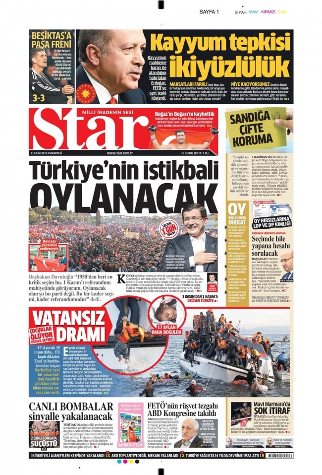 Gazete manşetleri - 31 Ekim 2015 18
