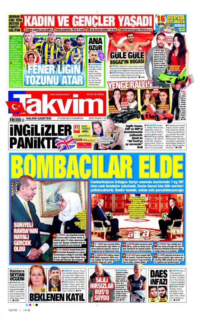 Gazete manşetleri - 31 Ekim 2015 19