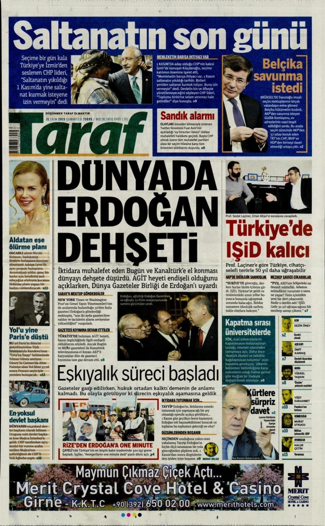 Gazete manşetleri - 31 Ekim 2015 20