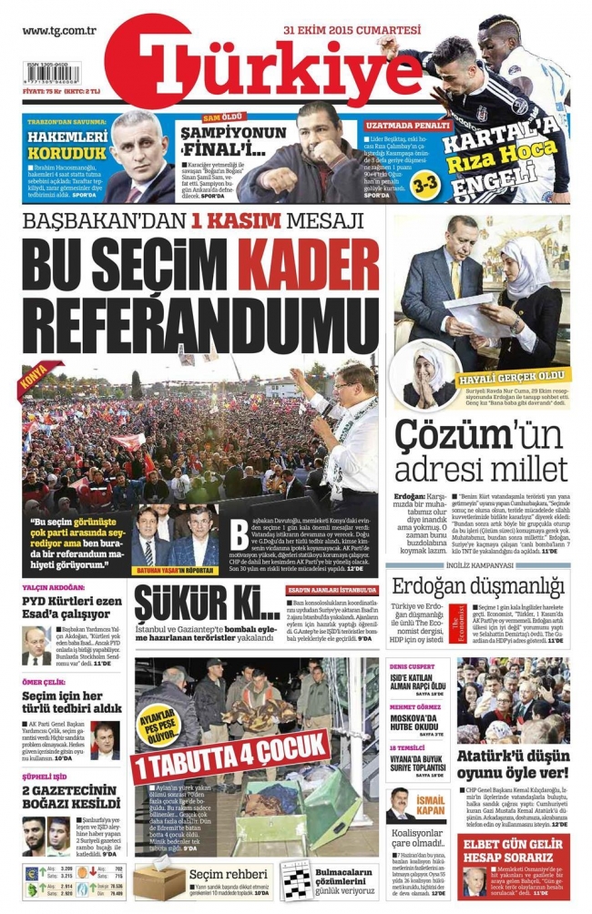 Gazete manşetleri - 31 Ekim 2015 21