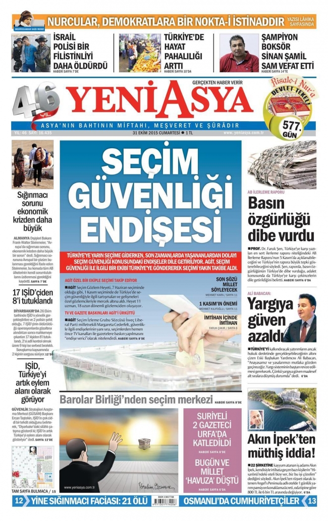 Gazete manşetleri - 31 Ekim 2015 24