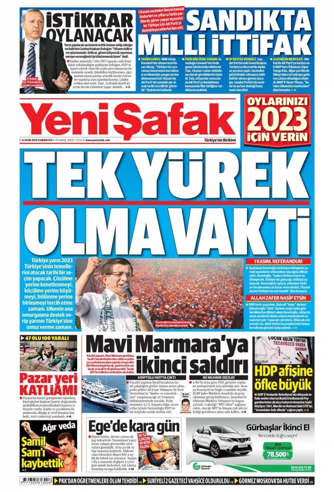 Gazete manşetleri - 31 Ekim 2015 25