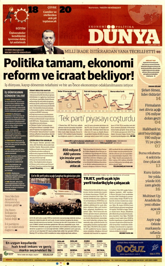 3 Kasım gazete manşetleri 3
